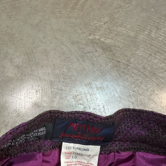 Purple Mixed Thread Skirt w Buttons Size 10 Petite Pure Virgin Wool/ Lined Skirt - Picture 3 of 10